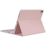 YT07B Detachable Candy Color Skin Texture Round Keycap Bluetooth Keyboard Leather Case with Pen Slot & Stand For iPad 9.7 inch (2018) & (2017) / Pro 9.7 inch / Air 2 /Air(Pink)