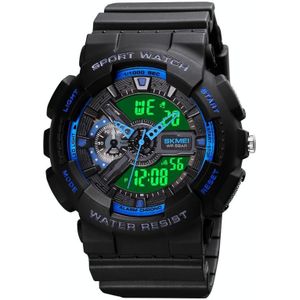 SKMEI 1688 LED Dual Time Digital Display + Pointer Luminous Sports Electronic Watch(Blue)