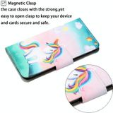 For iPhone 7 Plus Painted Pattern Horizontal Flip Leathe Case(Rainbow Unicorn)