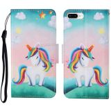 For iPhone 7 Plus Painted Pattern Horizontal Flip Leathe Case(Rainbow Unicorn)