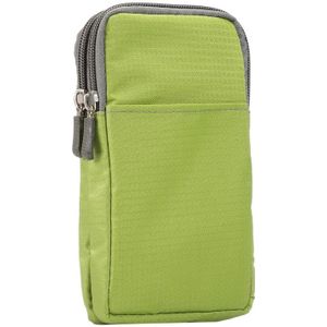 Universal Multi-function Plaid Texture Double Layer Zipper Sports Waist Bag / Shoulder Bag for iPhone X  & 7 & 7 Plus / Galaxy  S9+ / S8+ / Note 8 / Sony Xperia Z5 / Huawei Mate 8  Size: 16.5 x 9.0 x 3.0cm(Green)