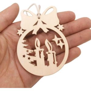 5 Sets Wood Hollow Carved Christmas Tree Pendants Home Decoration Hotel DIY Holiday Decoration Gifts(Candle)