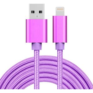3m 3A Woven Style Metal Head 8 Pin to USB Data / Charger Cable  For iPhone X / iPhone 8 & 8 Plus / iPhone 7 & 7 Plus / iPhone 6 & 6s & 6 Plus & 6s Plus / iPad(Purple)