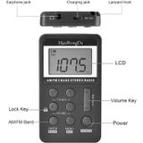 HRD-103 FM + AM Two Band Portable Radio with Lanyard & Headset(Black)