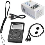 HRD-103 FM + AM Two Band Portable Radio with Lanyard & Headset(Black)