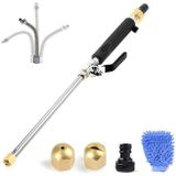 Garden Lawn Irrigation High Pressure Hose Spray Nozzle Car Wash Cleaning Tools Set (Black)