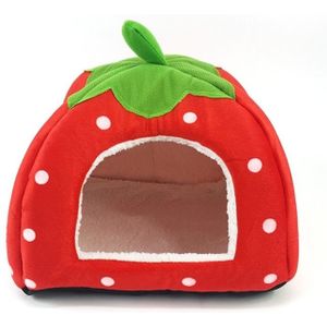 Strawberry Shaped Foldable Short Plush Pet House Nest  Size: L(Red)