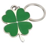 Green Leaf Car Keychain Keyring Lucky Key Chain Purse Bag Pendants Steel Stainless Car Styling Four-leaf Clover Key Rings