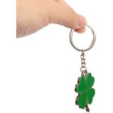 Green Leaf Car Keychain Keyring Lucky Key Chain Purse Bag Pendants Steel Stainless Car Styling Four-leaf Clover Key Rings