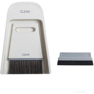 Mini Broom and Dustpan Combination Set Household Soft Fur Small Broom Desktop Cleaning Brush Wiper(Grey White)