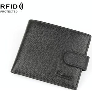 965013 Anti-diefstal borstel rfid heren portemonnee korte riem knop multi-card layer mannen portemonnee