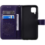 For Huawei P40 Lite / Nova 6 se Pressed Printing Sunflower Pattern Horizontal Flip PU Leather Case with Holder & Card Slots & Wallet & Lanyard(Purple)