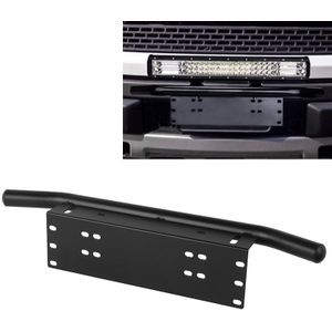Jtron Light Universal License Plate Bumper Frame for Off-Road Jeep LED Work Light Bar Mounting Bracket with Front Bucket (Black)