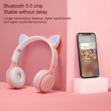 M6 Luminous Cat Ears Two-color Foldable Bluetooth Headset with 3.5mm Jack & TF Card Slot(Pink)