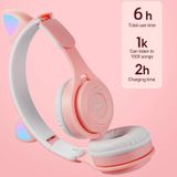 M6 Luminous Cat Ears Two-color Foldable Bluetooth Headset with 3.5mm Jack & TF Card Slot(Pink)