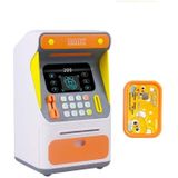 Simulation Face Recognition ATM Cash Deposit Box Simulation Password Automatic Rolling Money Safe Deposit Box  Colour: Orange (Battery Version)