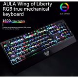 AULA S2018 Wing Of Liberty 104 Keys USB RGB Light Wired Mechanical Gaming Keyboard  Blue Shaft(Black)