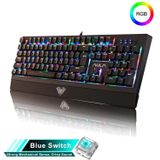 AULA S2018 Wing Of Liberty 104 Keys USB RGB Light Wired Mechanical Gaming Keyboard  Blue Shaft(Black)