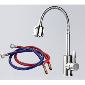 Kitchen Faucet Anti-splash Head Wash Basin Sink Universal Rotatable Faucet Full Copper Joint  Style:304 Hot & Cold+60cm Tube