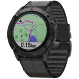 For Garmin Fenix 6X Silicone + Leather Quick Release Replacement Strap Watchband(Black)