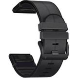 For Garmin Fenix 6X Silicone + Leather Quick Release Replacement Strap Watchband(Black)