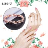 Simple Stylish Ladies Full Rhinestone Twist Modelling Ring(Rose Gold US Size:6)