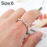 Simple Stylish Ladies Full Rhinestone Twist Modelling Ring(Rose Gold US Size:6)