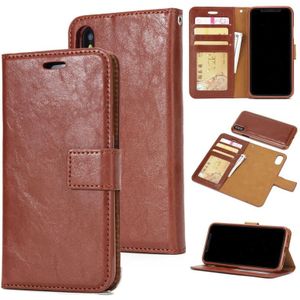 Crazy Horse Texture Detachable Magnetic Back Cover Horizontal Flip Leather Case with Holder & Card Slots & Photo Frame & Wallet For iPhone X / XS(Brown)