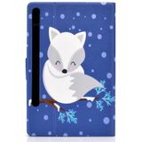 For Samsung Galaxy Tab S7 T870 Electric Pressed Left Right Flat Leather Case with Sleep Function Pen Cover & Card Slot & Holder(Arctic Fox)