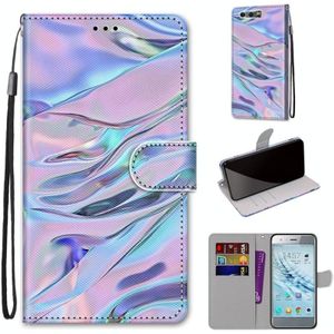 For Huawei Honor 9 Coloured Drawing Cross Texture Horizontal Flip PU Leather Case with Holder & Card Slots & Wallet & Lanyard(Fluorescent Water Texture)