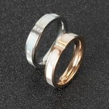 Three Diamonds Color Shell Diamond Ring Titanium Steel Gold-Plated Couple Ring  Size: 5 US Size(Silver)