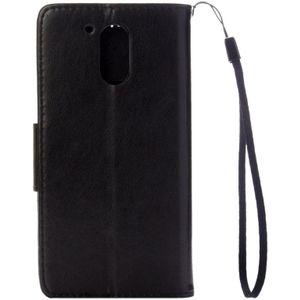 For Motorola Moto G (4rd gen) Plus Pressed Flowers Leather Case with Holder & Card Slots & Wallet(Black)