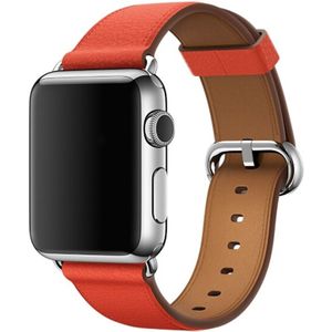 Classic Button Leather Wrist Strap Watch Band for Apple Watch Series 3 & 2 & 1 42mm(Orange)