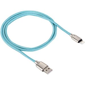 1M Woven Style Metal Head 108 Copper Cores 8 Pin to USB Data Sync Charging Cable  For iPhone X / iPhone 8 & 8 Plus / iPhone 7 & 7 Plus / iPhone 6 & 6s & 6 Plus & 6s Plus / iPad(Blue)