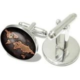 2 PCS World Map Pattern Cufflinks Antique Retro Bronze Cufflinks(Silver)