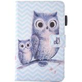 For Galaxy Tab E 9.6 / T560 Lovely Cartoon Wave Owl Pattern Horizontal Flip Leather Case with Holder & Card Slots & Pen Slot
