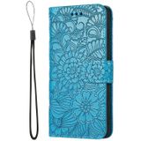 For Samsung Galaxy S10 Skin Feel Embossed Sunflower Horizontal Flip Leather Case with Holder & Card Slots & Wallet & Lanyard(Blue)