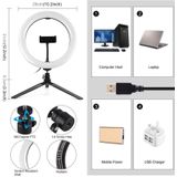 PULUZ 10.2 inch 26cm Light + Desktop Tripod Mount USB 3 Modes Dimmable Dual Color Temperature LED Curved Diffuse Light Ring Vlogging Selfie Photography Video Lights with Phone Clamp(Black)