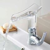 Bathroom Hot Cold Water Faucet Wine Glass Waterfall Faucet(Transparent)