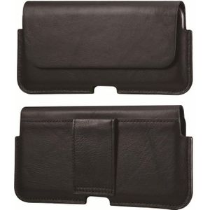 Universal Cow Leather Mobile Phone Leather Case Waist Bag For 5.5-6.5 inch and Below Phones(Black)