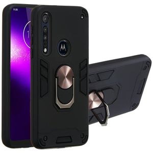 For Motorola One Macro / Moto G8 Play 2 in 1 Armour Series PC + TPU Protective Case with Ring Holder(Black)