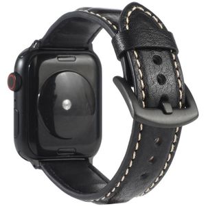Genuine Leather Watchband For Apple Watch Series 6 & SE & 5 & 4 40mm / 3 & 2 & 1 38mm(Black)