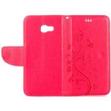 For Galaxy A5 (2017) / A520 Butterflies Love Flowers Embossing Horizontal Flip Leather Case with Holder & Card Slots & Wallet & Lanyard(Magenta)
