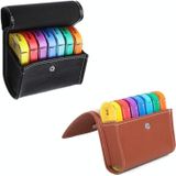 Notebook-Style 28-Compartment Portable Pill Box&Leather Bag(Black)