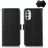 For Motorola Moto G52 4G Crazy Horse Top Layer Cowhide Leather Phone Case(Black)