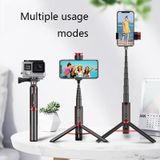 Bluetooth Selfie Stick with Tripod Multi-function Gimbal Mobile Phone Fill Light Live Support(White Gold)