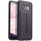 Fierre Shann Full Coverage Protective Leather Case for Galaxy S8  with Holder & Card Slot(Black)