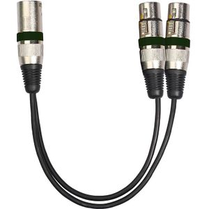 2055MFF-03 2 In1 XLR Male to Double Female Microphone Audio Cable  Length: 0.3m(Black)