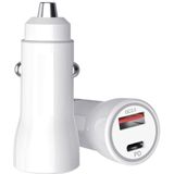 P21 PD 20W USB-C / Type-C + QC3.0 18W USB Fast Car Charger with USB-C / Type-C to USB-C / Type-C Data Cable Set(White)