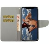 For iPhone XR Painted Pattern Horizontal Flip Leathe Case(Rainbow Unicorn)